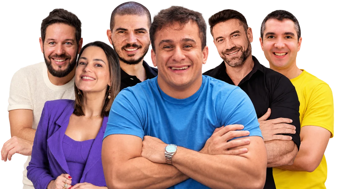 Professores dos Assaad Sprints: Pedro Assaad, Mário Santanna, Mila Borges, Renato Passos, Rodrigo Capitão e Diego Fares
